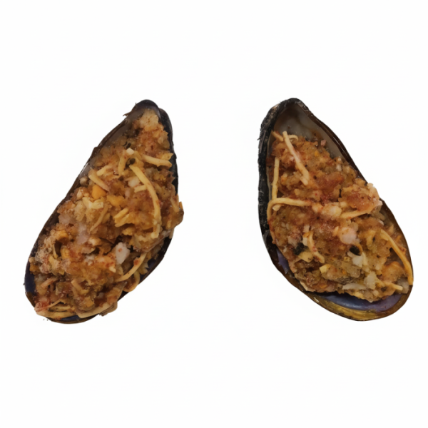 Мидии для запекания по-королевски с икрой масаго